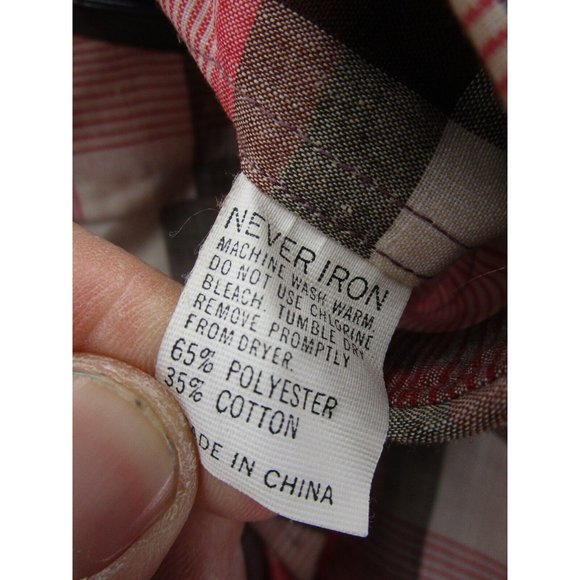 VINTAGE Campus Shirt XXL Tall Red Western Button Up Plaid Flap Pockets - Picture 10 of 11